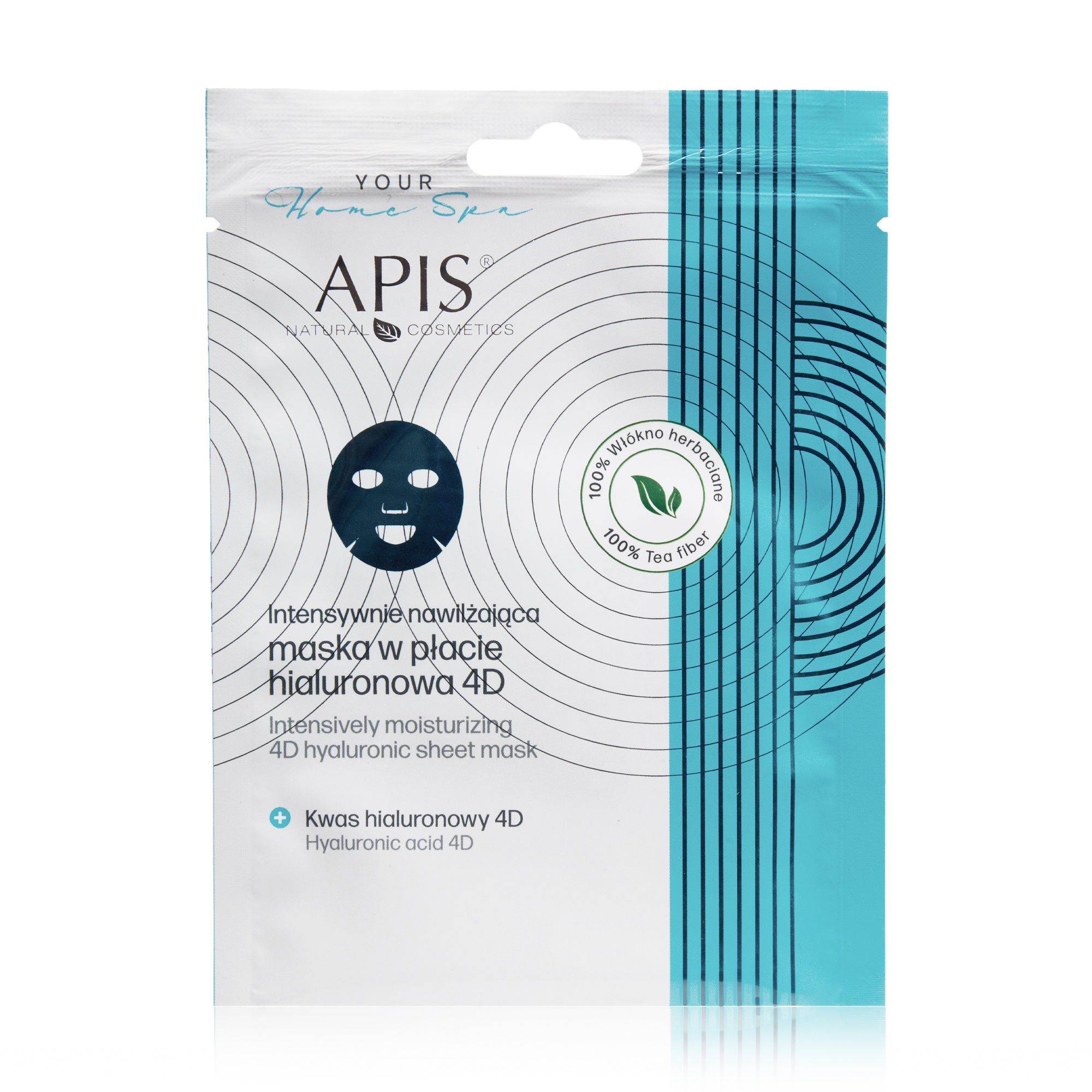 Інтенсивно зволожувальна тканинна маска для обличчя Apis Natural Cosmetics Your Home Spa Intensively Moisturizing 4D Hyaluronic Sheet Mask, 20 г