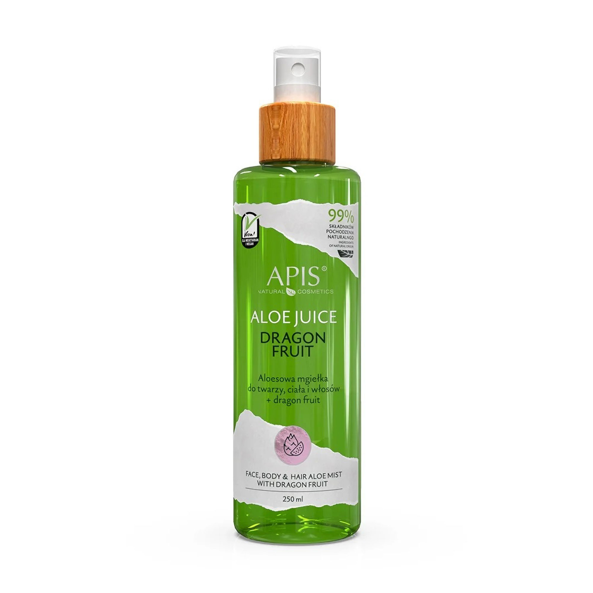 Спрей для обличчя, тіла та волосся Apis Natural Cosmetics Face, Body &amp; Hair Aloe Mist With Dragon Fruit, 250 мл