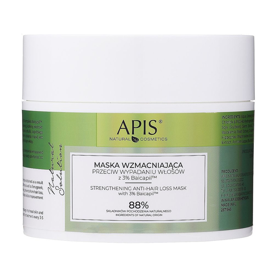Зміцнювальна маска для волосся Apis Natural Cosmetics Natural Solution Mask проти випадіння, 200 мл