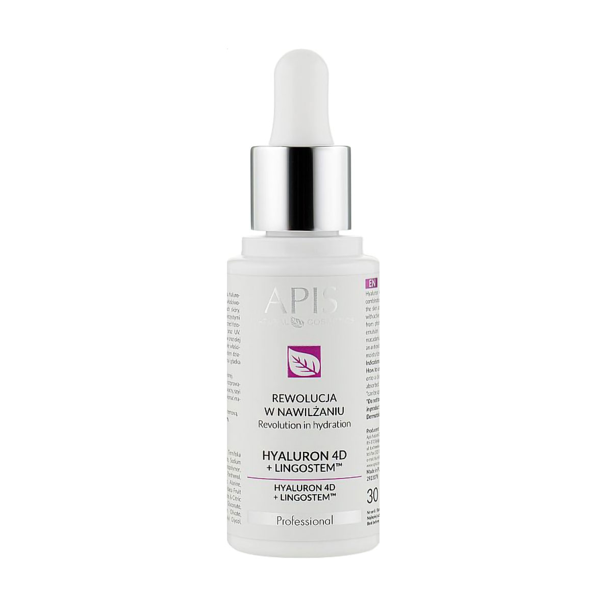 Зволожувальна емульсія для обличчя Apis Natural Cosmetics Professional 4D Hyaluron + Lingostem, 30 мл