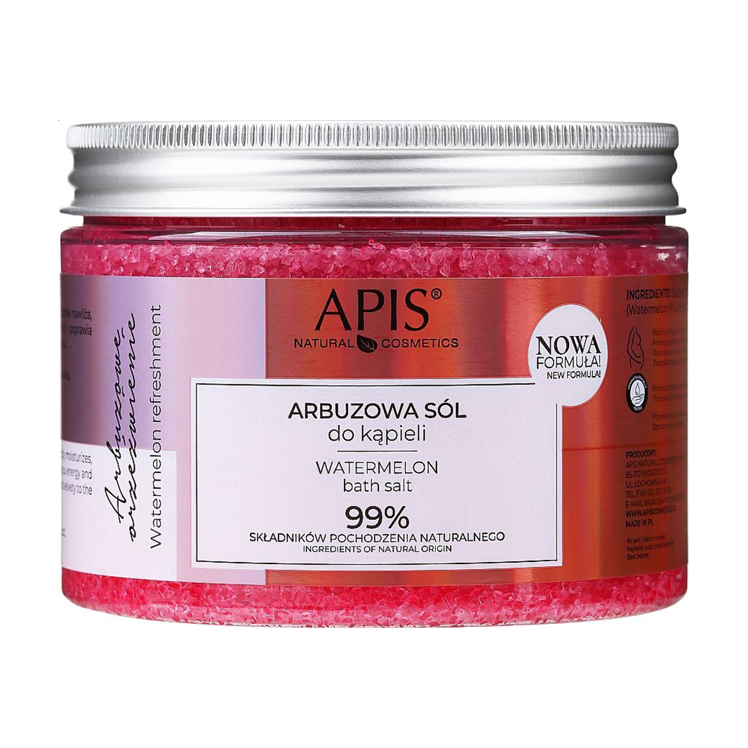 Зволожувальна сіль для ванни Apis Natural Cosmetics Moisturizing Bath Salt з екстрактом кавуна та дині, 650 г